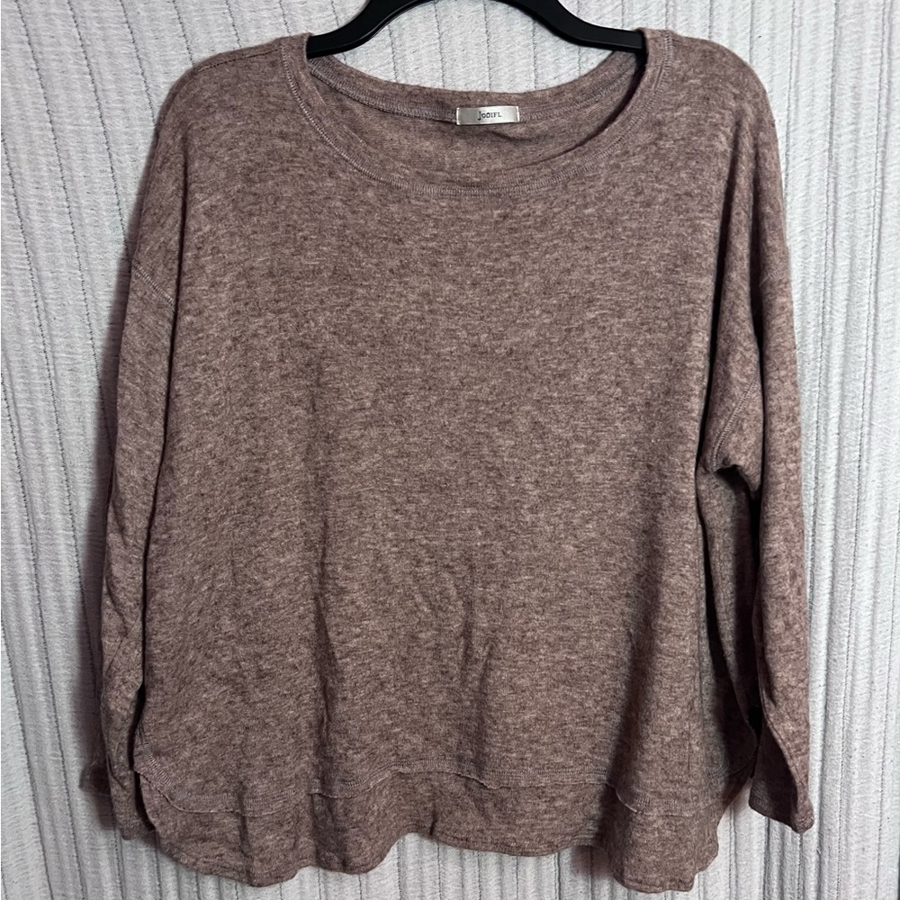 JODIFL Heathered Light Brown Knit Top